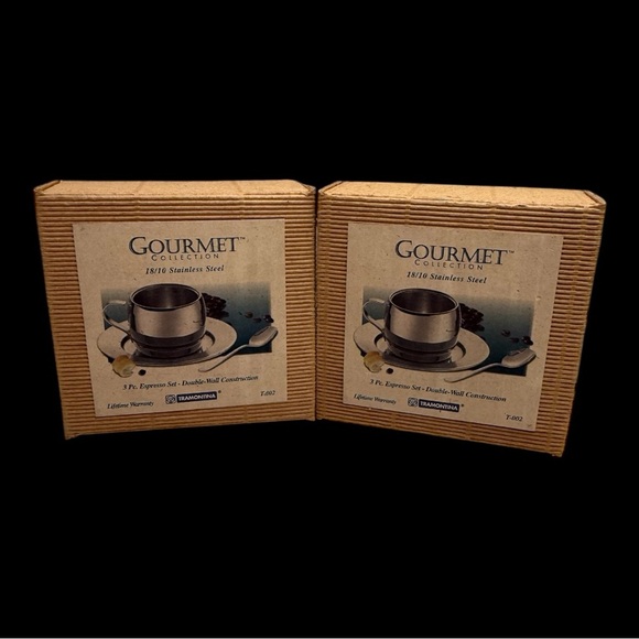 Set of 2 Vintage Stainless Steel Espresso Sets 1990s Coffee - Picture 1 of 11